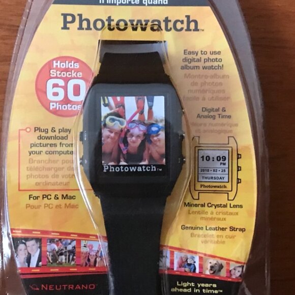 Neutrano Photowatch Digital & analog Time Photo Album Watch New in Original Case - Picture 2 of 3